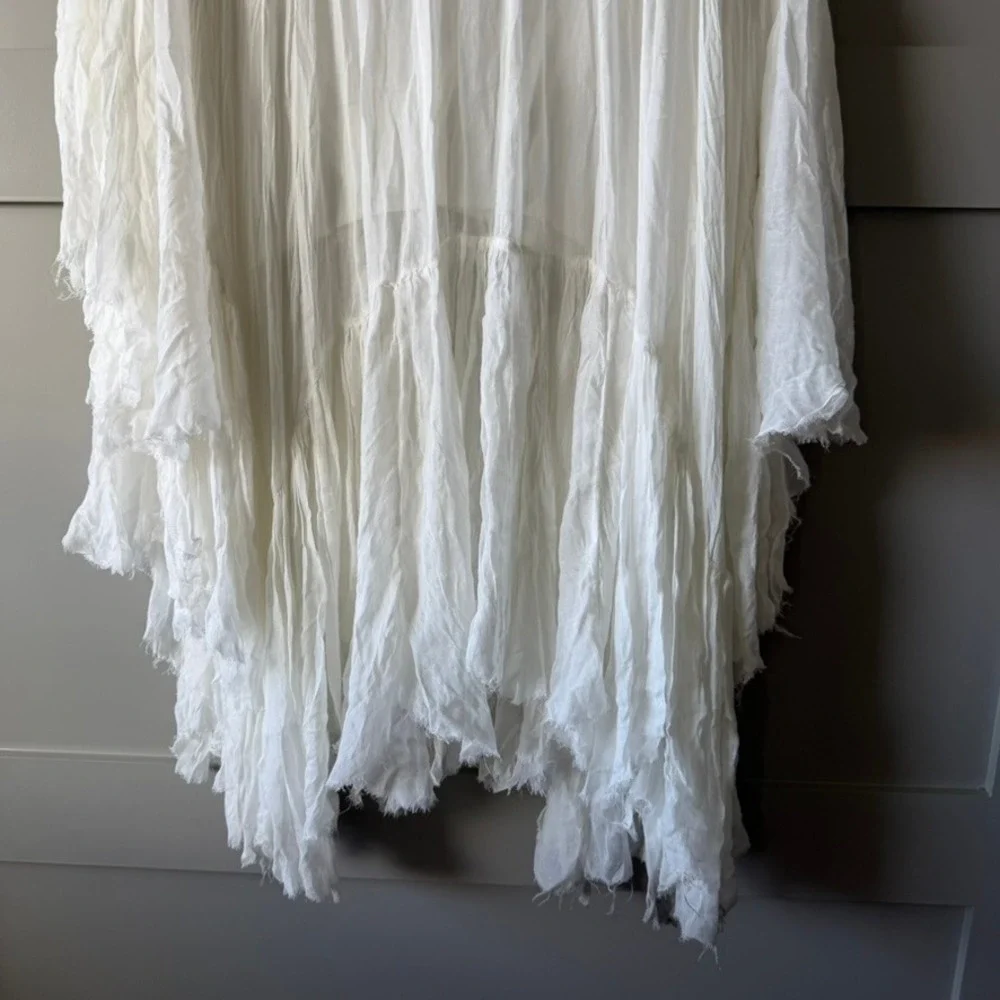 Free People White Handkerchief Raw Hem Sheer One Clover Skirt Sz S/M Boho - Picture 8 of 16